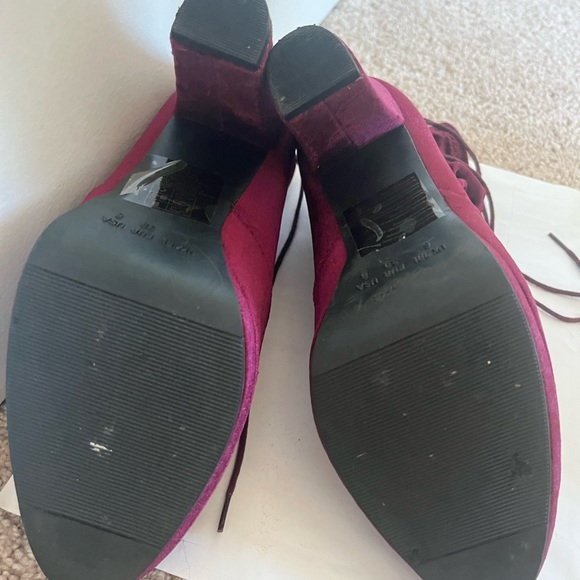 Smooth Velvet maroon plum ankle boots - Picture 9 of 11